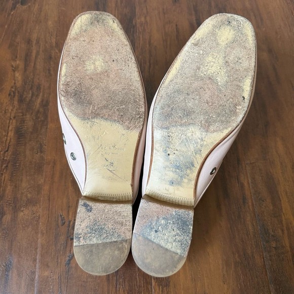 RAG & BONE Luis Lambskin Leather Mules with Grommets in Nude Pink - Picture 12 of 13